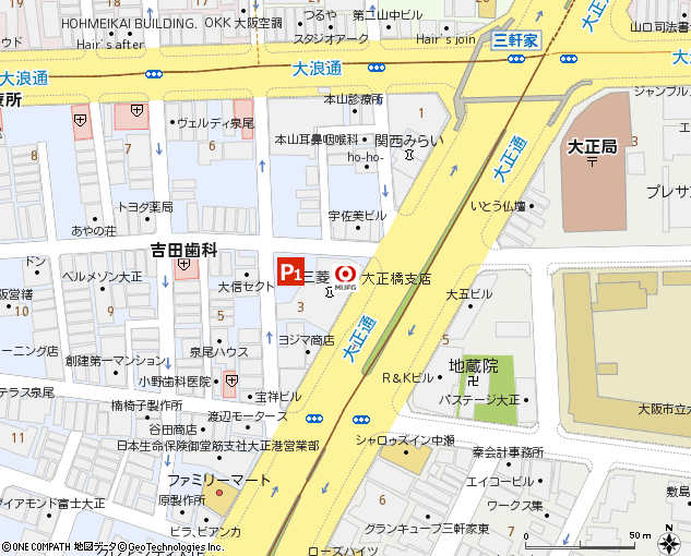 大正橋支店付近の地図